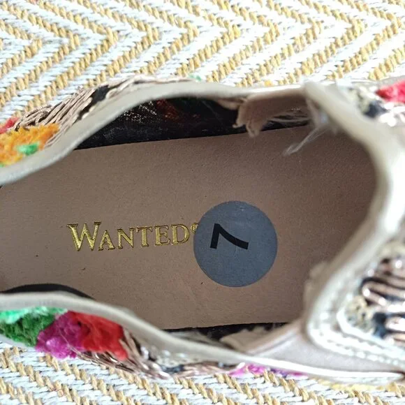 Stunning Wanted Renoir Colorful Embroidered Sequins Slip On Shoes Size 7 - Picture 4 of 11